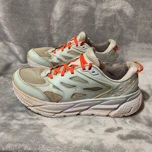 Hoka One One Clifton L Mens Running Shoes Size 8.5 Blue‎ Orange Athletic Sports